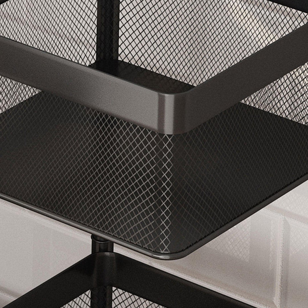 SOGA 2X 2 Tier Steel Square Rotating Kitchen Cart Multi-Functional Shelves Portable Storage Organizer with Wheels • LUZ-KitchenXY018X2