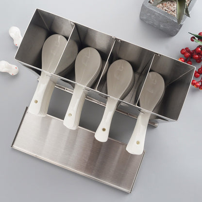 SOGA Stainless Steel Buffet Restaurant Spoon Utensil Holder Storage Rack 4 Holes • LUZ-CutleryHolder4631