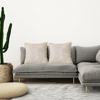 SOGA 2X 45cm Elegant Palm Leaf Texture & Jacquard Square Throw Pillow • LUZ-FrenchCushion233X2