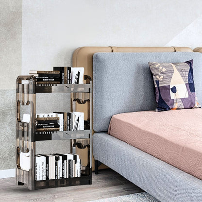SOGA 38x24cm Clear 3 Tier Bookshelf & Cosmetic Storage Organizer Trolley Rack • LUZ-BookSheClear3
