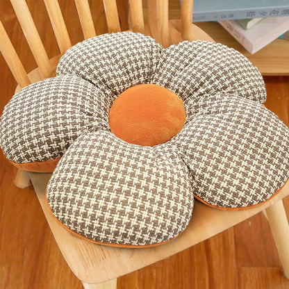 SOGA 2X Orange Flower Cushion Shaped for Floor and Sitting Throw Pillow • LUZ-SCushion097X2