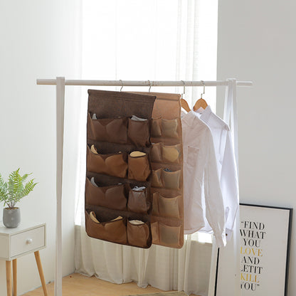 SOGA 2X Coffee Double Sided Hanging Storage Bag Underwear Bra Socks Mesh Pocket Hanger Home Organiser • LUZ-SBox26COFX2