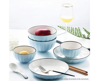 SOGA Blue Japanese Style Ceramic Dinnerware Crockery Soup Bowl Plate Server Kitchen Home Decor Set of 9 • LUZ-BowlG305