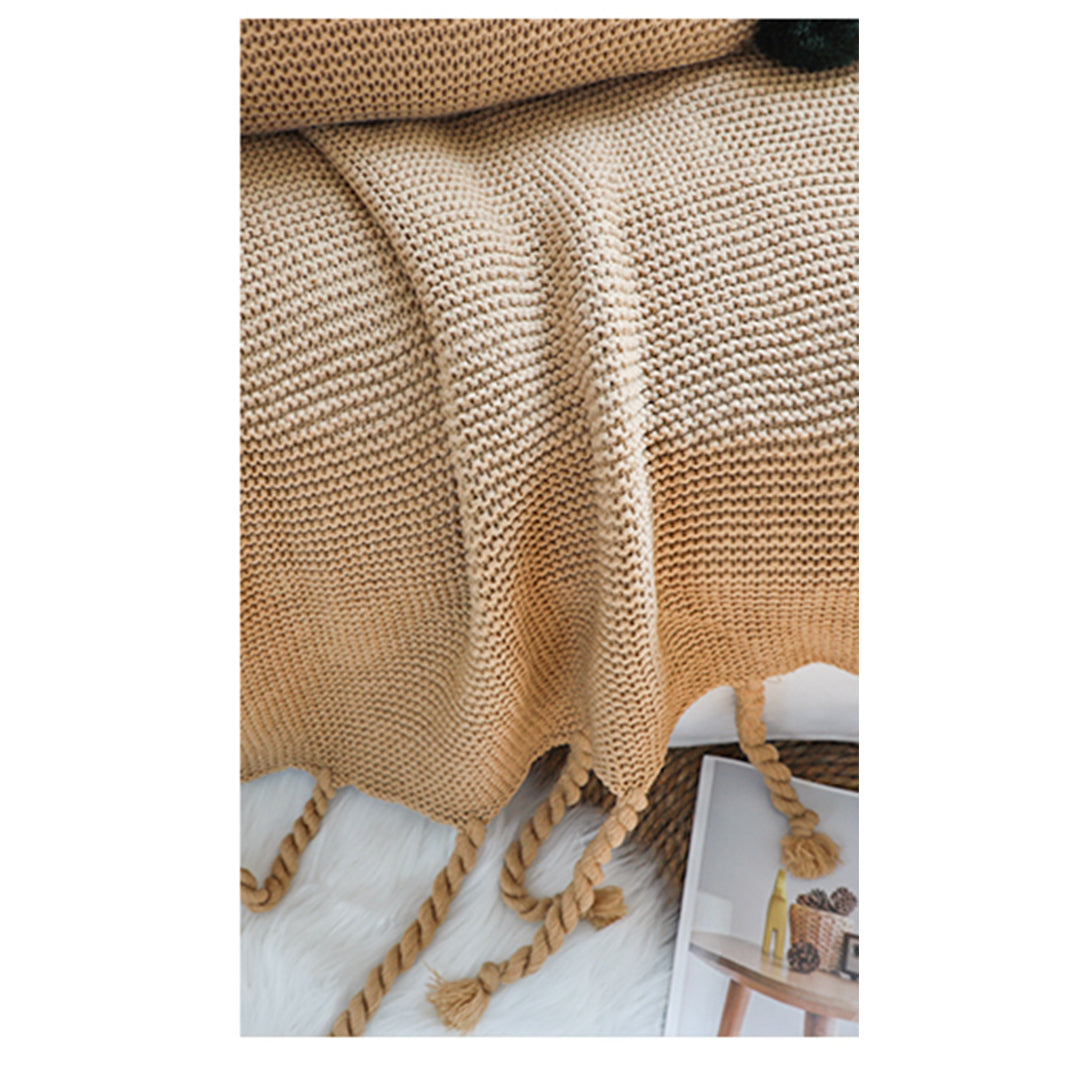 SOGA Coffee Tassel Fringe Knitting Blanket Warm Cozy Woven Cover Couch Bed Sofa Home Decor • LUZ-Blanket929