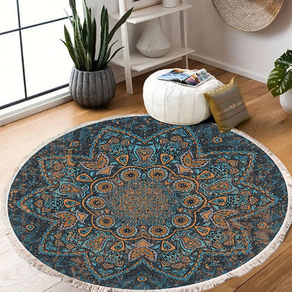 SOGA 2X 120cm Mandala Pattern Circle Area Rugs for Living Room Lounge, Anti-slip Doormat, Home Decor • LUZ-CarpetYH40X2