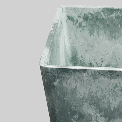 SOGA 2X 27cm Green Grey Square Resin Plant Flower Pot in Cement Pattern Planter Cachepot for Indoor Home Office • LUZ-FPotH2764X2