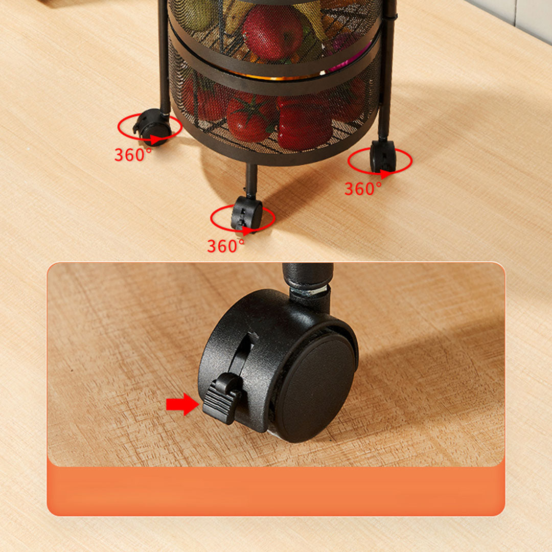 SOGA 4 Tier Steel Round Rotating Kitchen Cart Multi-Functional Shelves Portable Storage Organizer with Wheels • LUZ-KitchenXY016