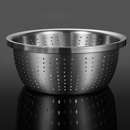 SOGA Stainless Steel Nesting Basin Colander Perforated Kitchen Sink Washing Bowl Metal Basket Strainer Set of 5 • LUZ-Bowl624