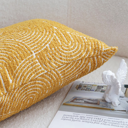 SOGA 2X 35cm Mustard Yellow Throw Pillow Geometric Indoor and Outdoor Corded for Home Decor • LUZ-FrenchCushion322X2