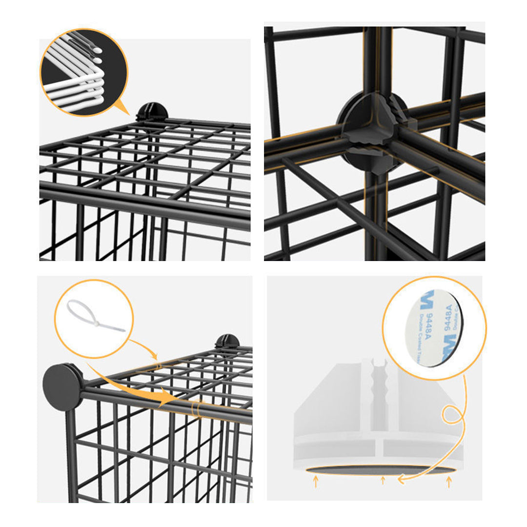 SOGA 2X Black Portable 8-Cube Storage Organiser Foldable DIY Modular Grid Space Saving Shelf • LUZ-NetBox2008X2