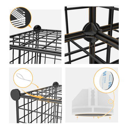 SOGA 2X Black Portable 8-Cube Storage Organiser Foldable DIY Modular Grid Space Saving Shelf • LUZ-NetBox2008X2