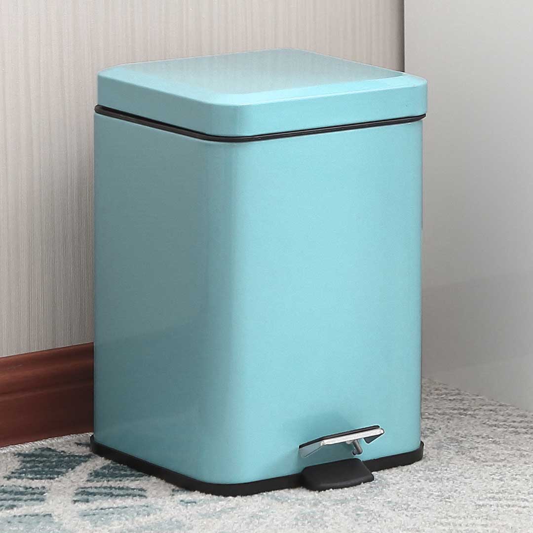 SOGA 2X 12L Foot Pedal Stainless Steel Rubbish Recycling Garbage Waste Trash Bin Square Blue • LUZ-RubbishBinSquare12LBlueX2