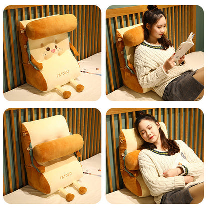 SOGA Cute Face Toast Bread Wedge Cushion Stuffed Plush Cartoon Back Support Pillow Home Decor • LUZ-SCushion024
