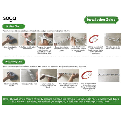 SOGA Wall-Mounted Clothes Hanger Multi-Clamp Laundry Drying Wall Rack • LUZ-TAN1046