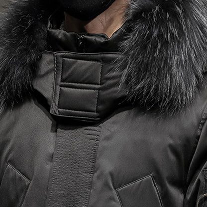 abbee Black XL Winter Fur Hooded Down Jacket Stylish Lightweight Quilted Warm Puffer Coat • LUZ-DJ-886B