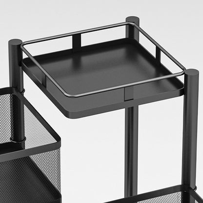 SOGA 2X 5 Tier Steel Square Rotating Kitchen Cart Multi-Functional Shelves Portable Storage Organizer with Wheels • LUZ-KitchenXY021X2