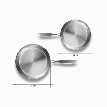 SOGA Stainless Steel Fry Pan 20cm 24cm Frying Pan Top Grade Induction Cooking • LUZ-FryPanSS2860-2862
