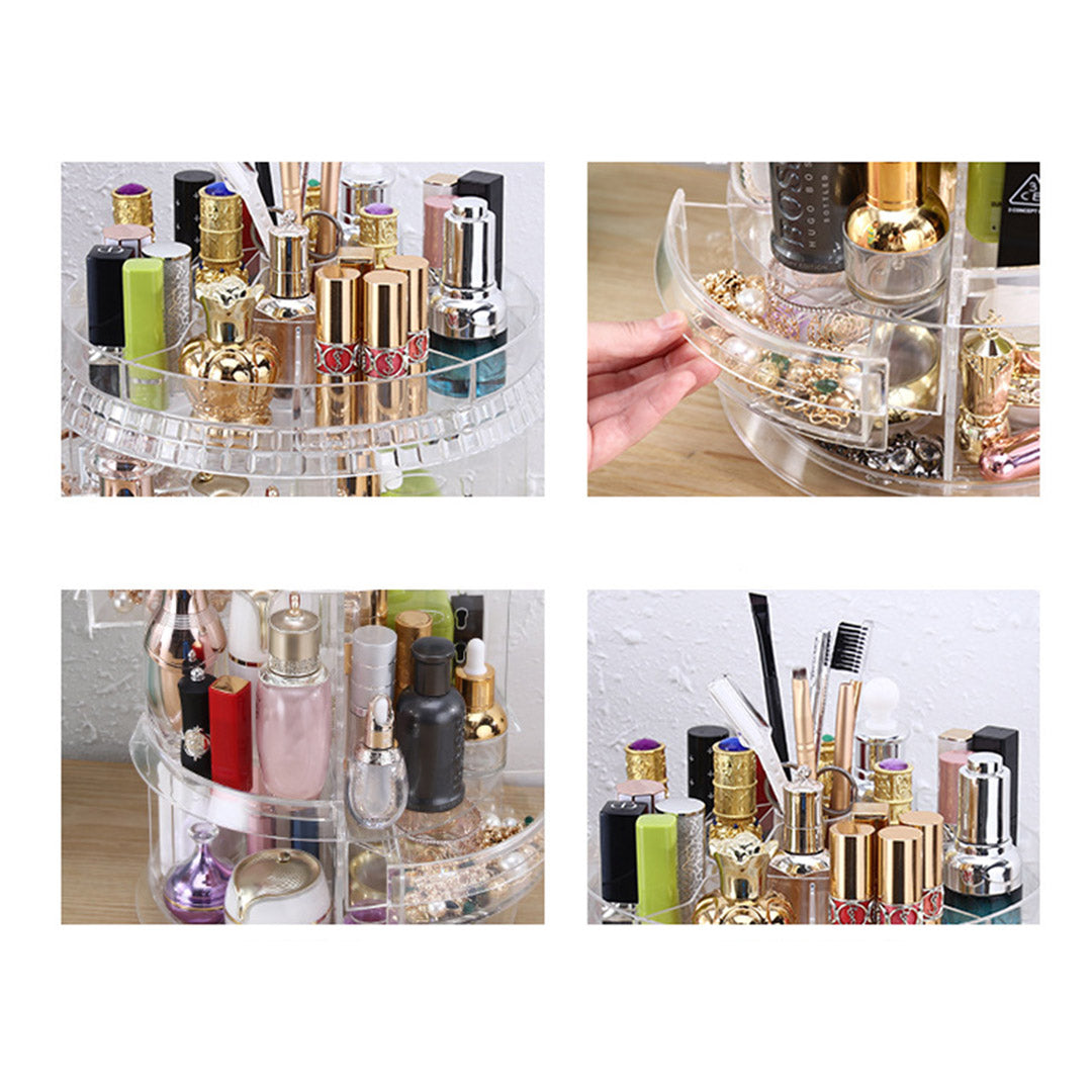 SOGA 2X 360 Degree Rotating Makeup Organiser Cosmetics Holder Display Stand Skincare Home Decor • LUZ-BathC105X2