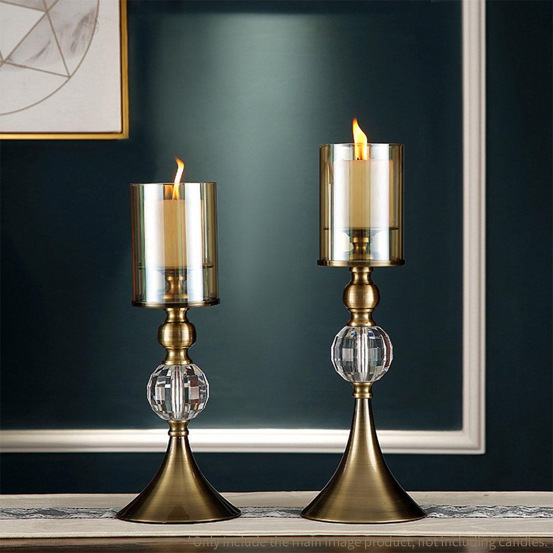 SOGA 43cm Glass Candle Holder Candle Stand Glass/Metal • LUZ-CandleStickBLarge