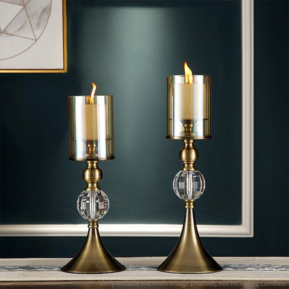 SOGA 43cm Glass Candle Holder Candle Stand Glass/Metal • LUZ-CandleStickBLarge
