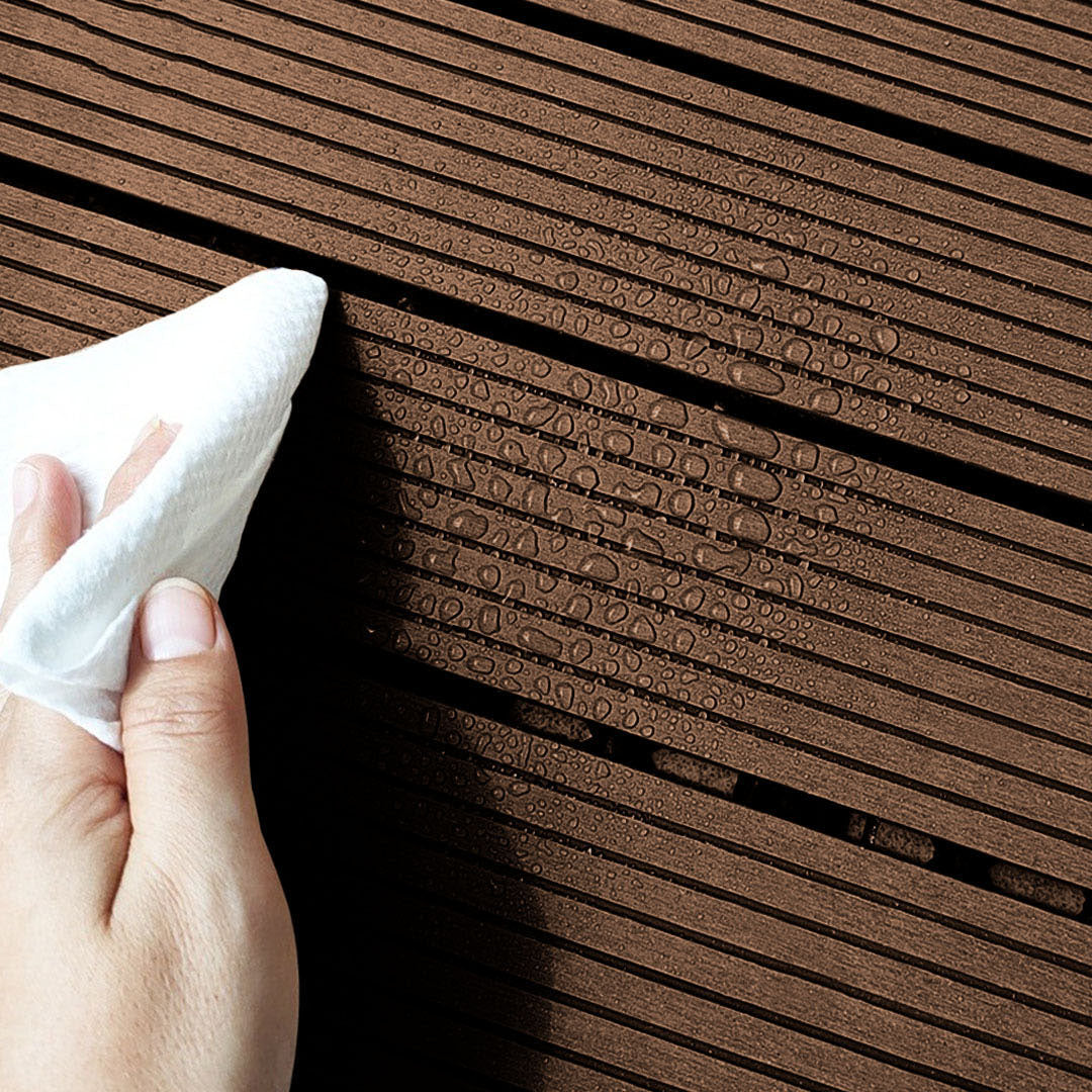 SOGA 11 pcs Dark Chocolate DIY Wooden Composite Decking Tiles Garden Outdoor Backyard Flooring Home Decor • LUZ-Deck7001