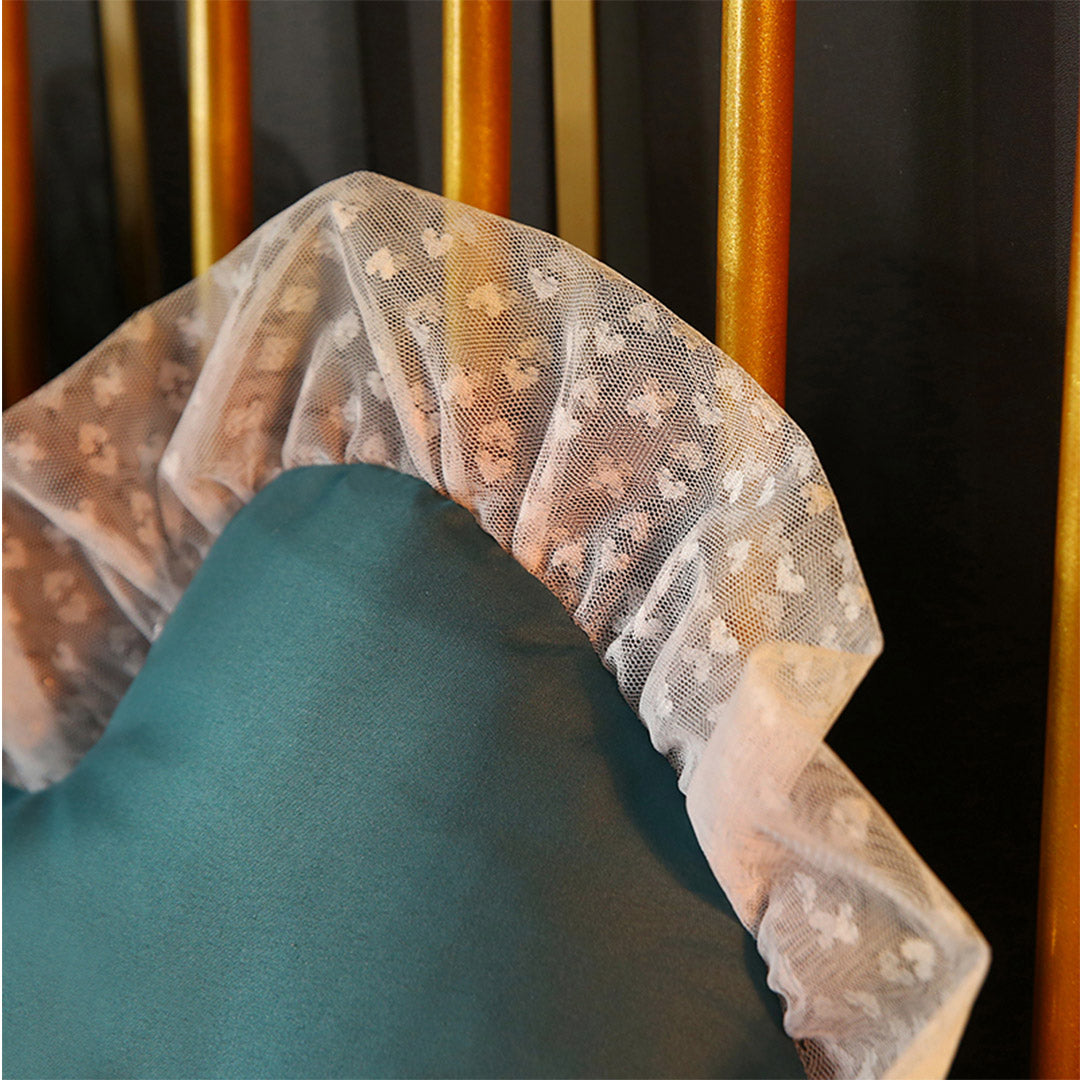 SOGA 4X 180cm Blue-Green Princess Bed Pillow Headboard Backrest Bedside Tatami Sofa Cushion with Ruffle Lace Home Decor • LUZ-PillowSlk180BlueX4