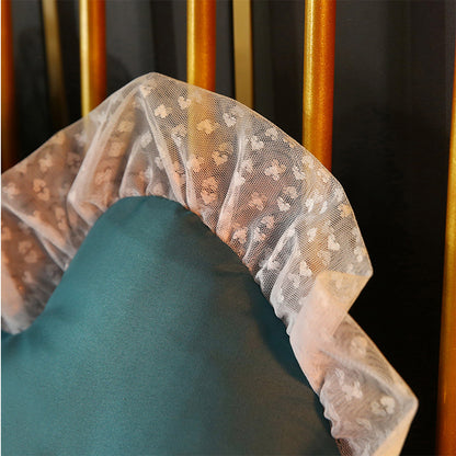 SOGA 4X 180cm Blue-Green Princess Bed Pillow Headboard Backrest Bedside Tatami Sofa Cushion with Ruffle Lace Home Decor • LUZ-PillowSlk180BlueX4