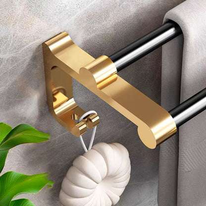 SOGA 61cm Wall-Mounted Double Pole Towel Holder Bathroom Organiser Rail Hanger with Hooks • LUZ-TAN1010