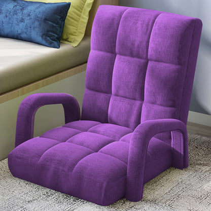 SOGA 2X Foldable Lounge Cushion Adjustable Floor Lazy Recliner Chair with Armrest Purple • LUZ-LoungeArmPurpleX2