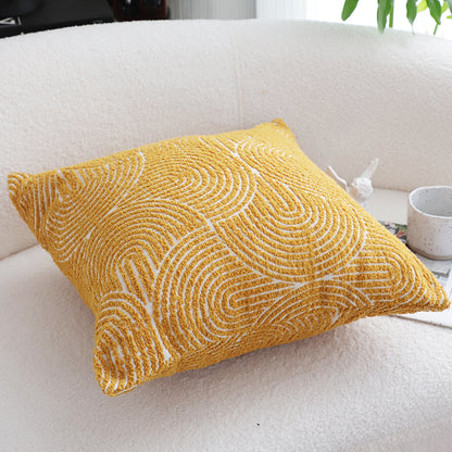 SOGA 2X 50cm Mustard Yellow Throw Pillow Geometric Indoor and Outdoor Corded for Home Decor • LUZ-FrenchCushion321X2
