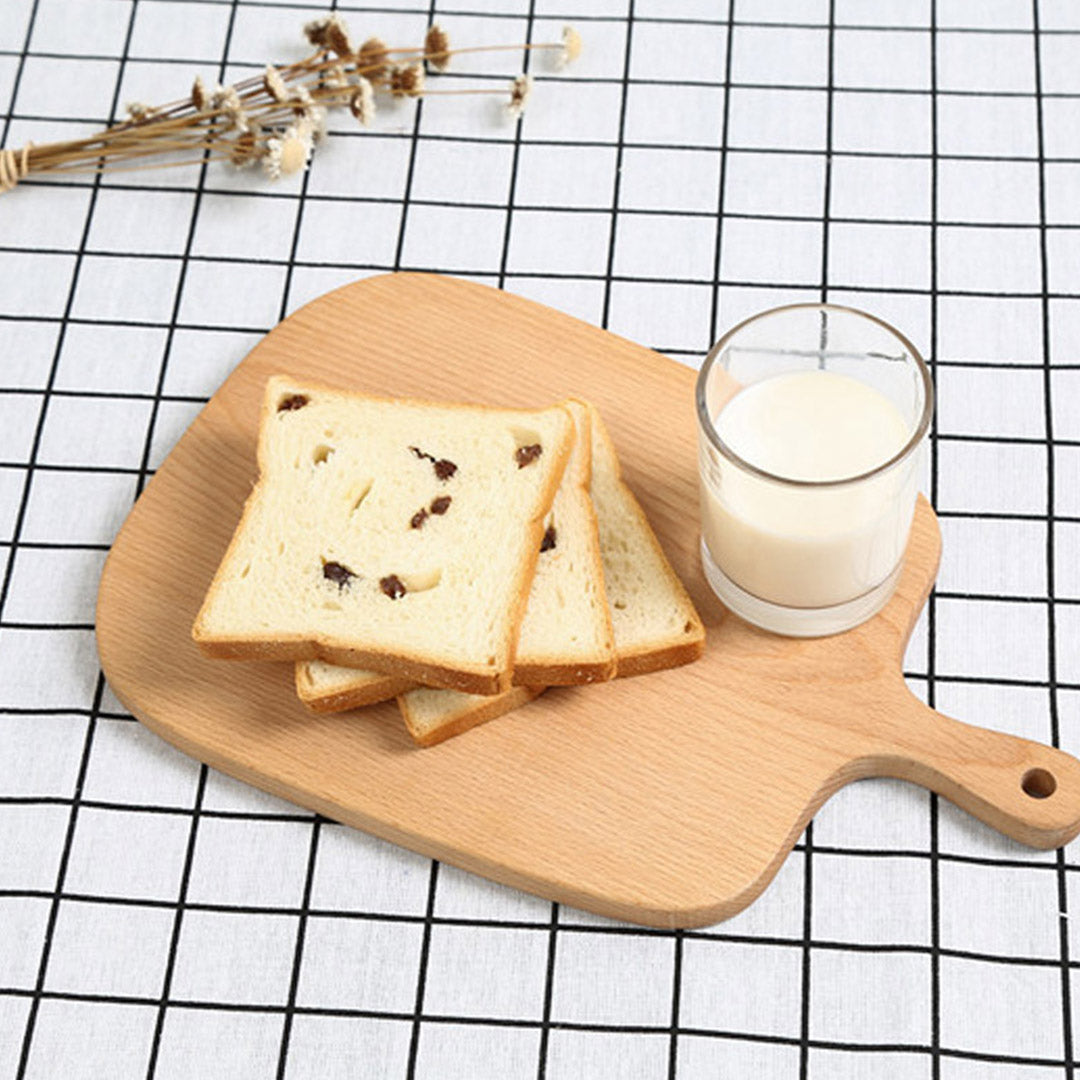 SOGA 2X 26cm Brown Rectangle Wooden Serving Tray Chopping Board Paddle with Handle Home Decor • LUZ-WodF601X2