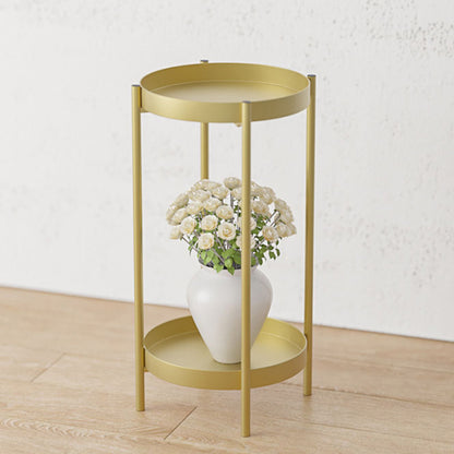 SOGA 4X 2 Layer 80cm Gold Metal Plant Stand Flower Pot Holder Corner Shelving Rack Indoor Display • LUZ-FPotH80GLDX4