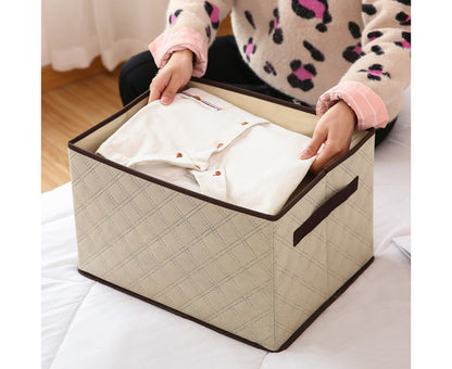 SOGA 2X Extra Large Beige Non-Woven Diamond Quilt Grid Fabric Storage/Organizer Box • LUZ-SBox048X2