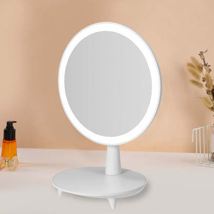 SOGA Round White Rechargeable LED Light Makeup Mirror Tabletop Vanity Home Decor • LUZ-BathG535