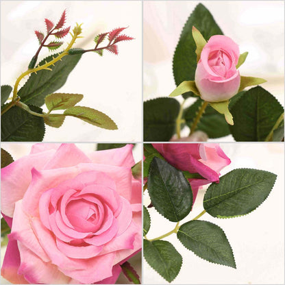 SOGA 12pcs Artificial Silk Flower Fake Rose Bouquet Table Decor White • LUZ-AFlower3H12White