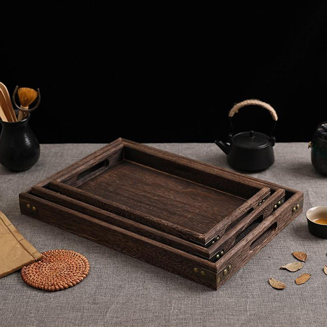SOGA 2X Large Walnut Rectangle Wooden Tray Breakfast Dinner Serving Board Tea Set Holder Kitchen Home Decor • LUZ-WodE563X2