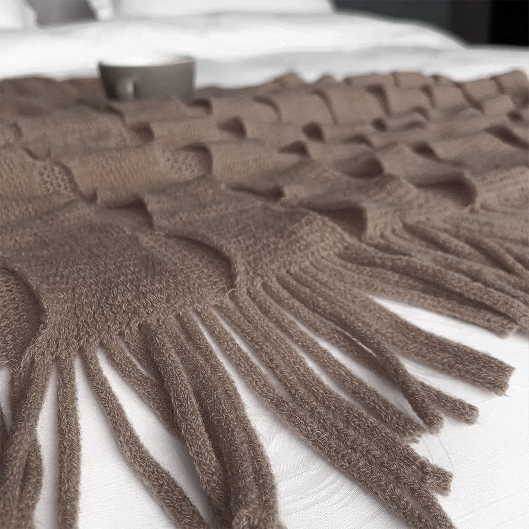 SOGA Coffee Textured Knitted Throw Blanket Warm Cozy Woven Cover Couch Bed Sofa Home Decor with Tassels • LUZ-Blanket926