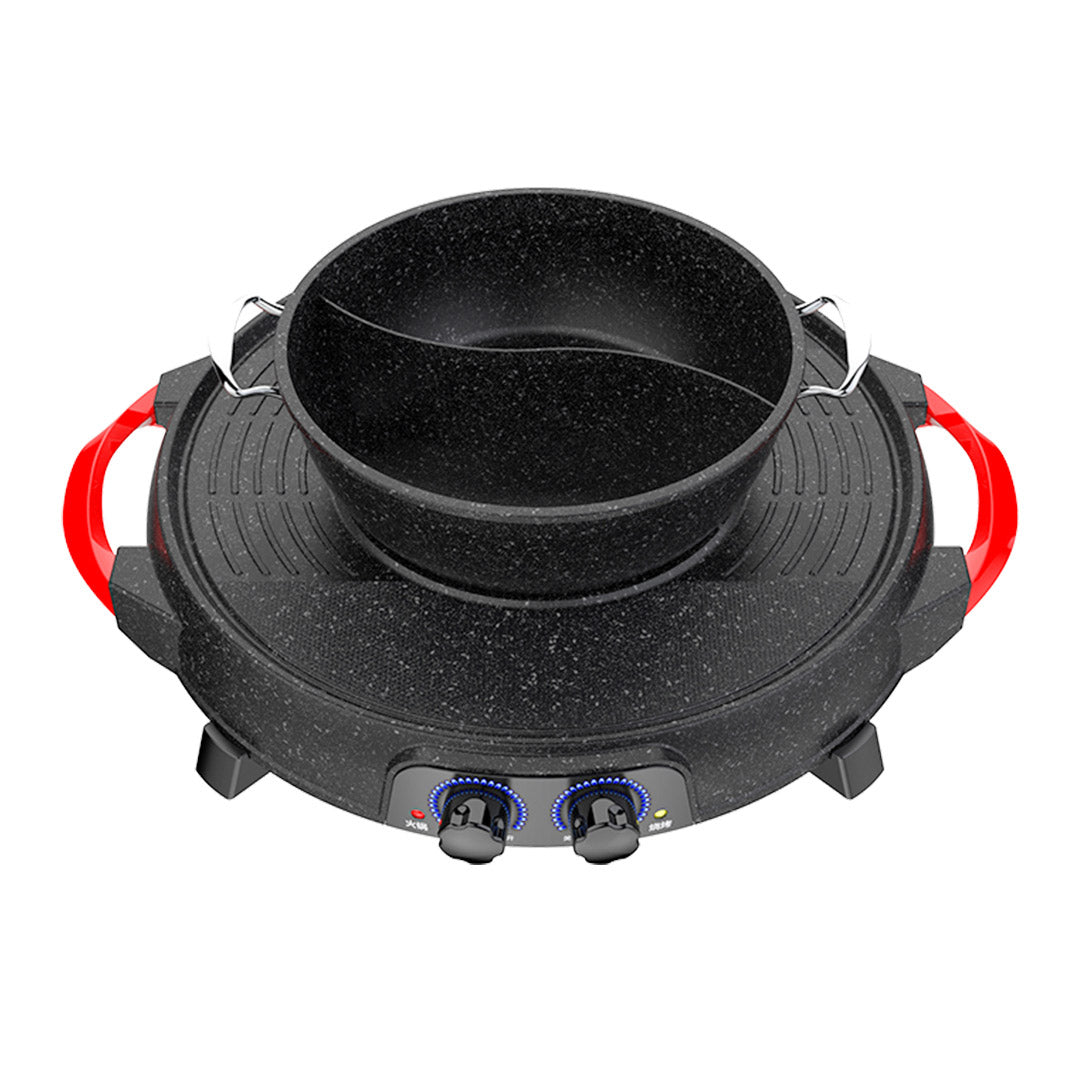 SOGA 2 in 1 Electric Stone Coated Grill Plate Steamboat Two Division Hotpot • LUZ-SteamboatR2YY