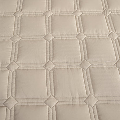SOGA 2X Beige 153cm Wide Mattress Cover Thick Quilted Stretchable Bed Spread Sheet Protector with Pillow Covers • LUZ-BCover4001X2