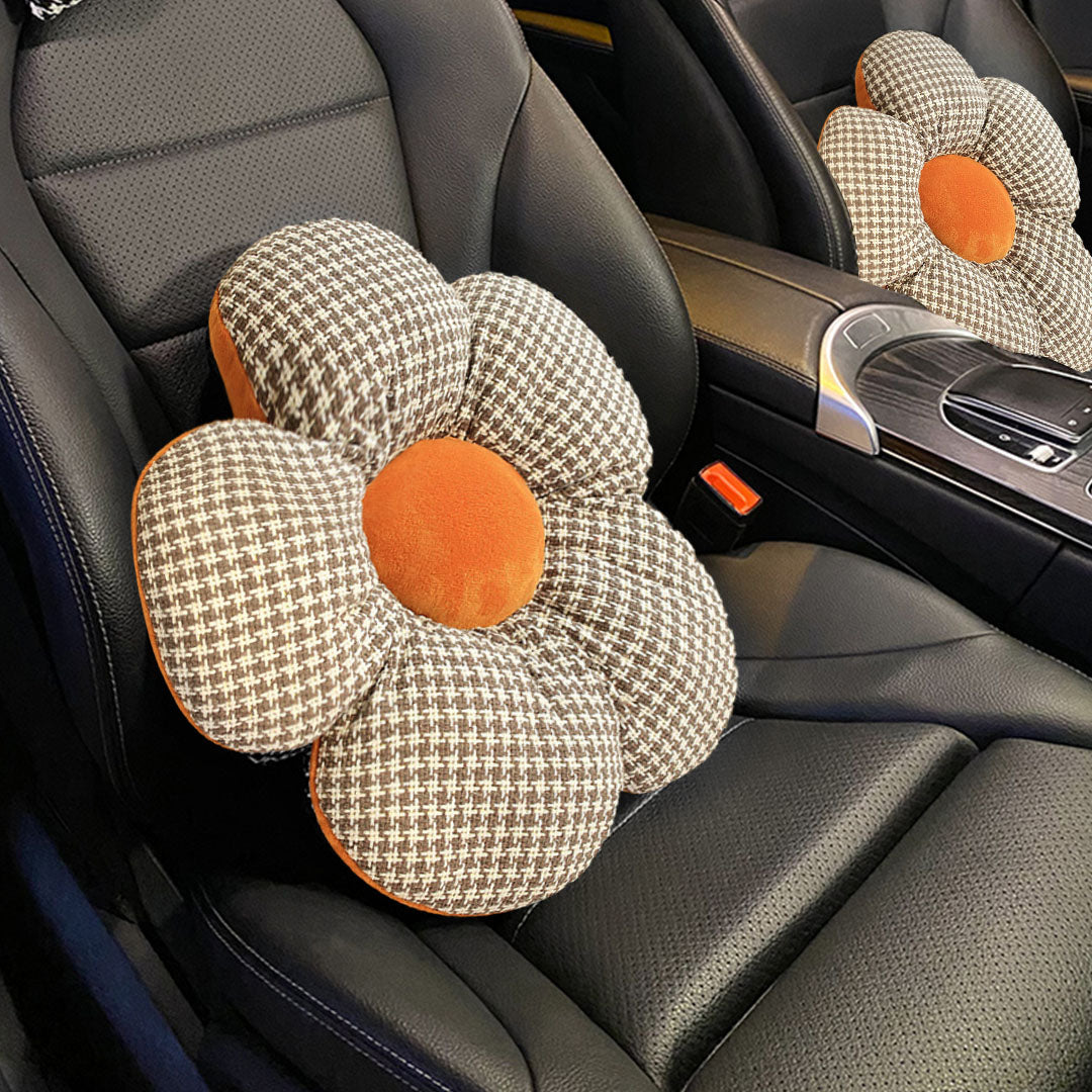 SOGA 2X Orange Flower Cushion Shaped for Floor and Sitting Throw Pillow • LUZ-SCushion097X2