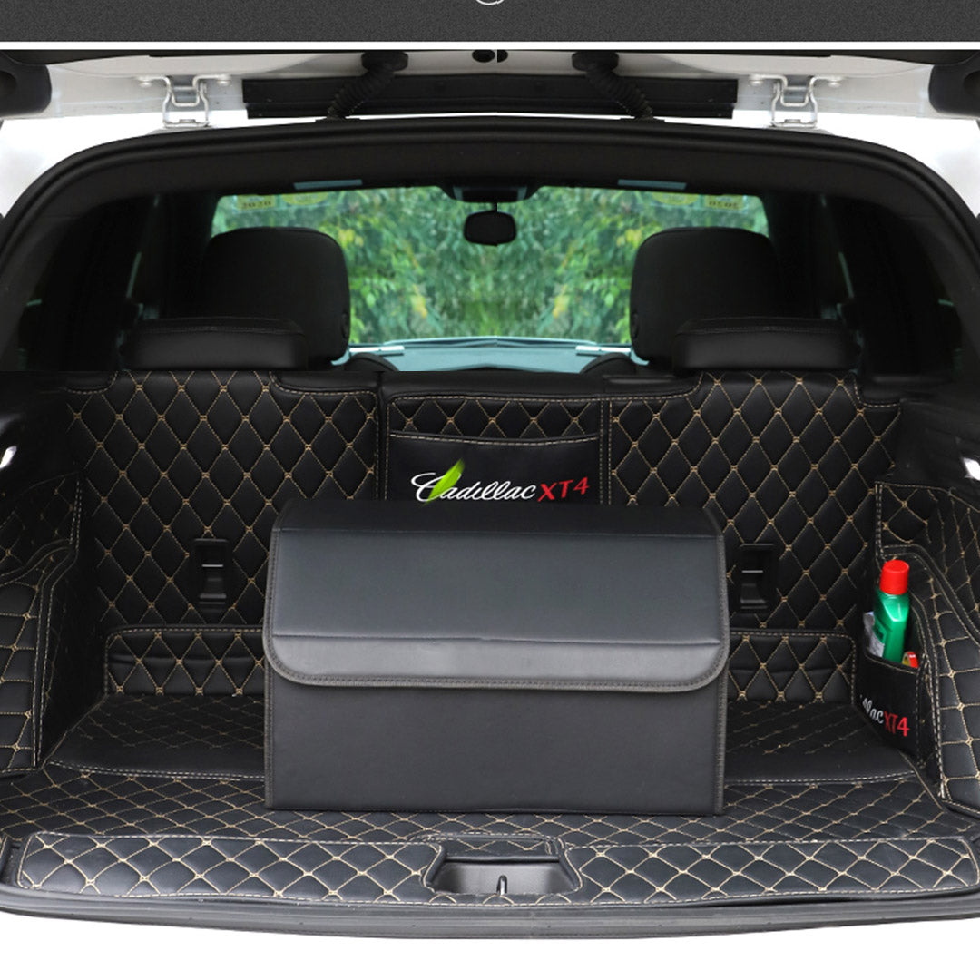SOGA 4X Leather Car Boot Collapsible Foldable Trunk Cargo Organizer Portable Storage Box Black Medium • LUZ-StorageBLKMedX4