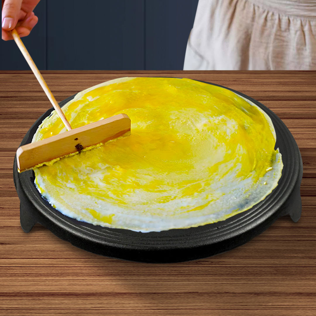 SOGA 2X 33CM Reversible Round Cast Iron Induction Crepes Pan Baking Cookie Pancake Pizza Bakeware • LUZ-ZPai052AX2