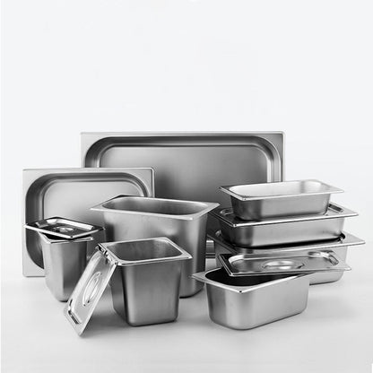 SOGA Gastronorm GN Pan Full Size 1/3 GN Pan 10cm Deep Stainless Steel Tray With Lid • LUZ-GP5416wLidX1