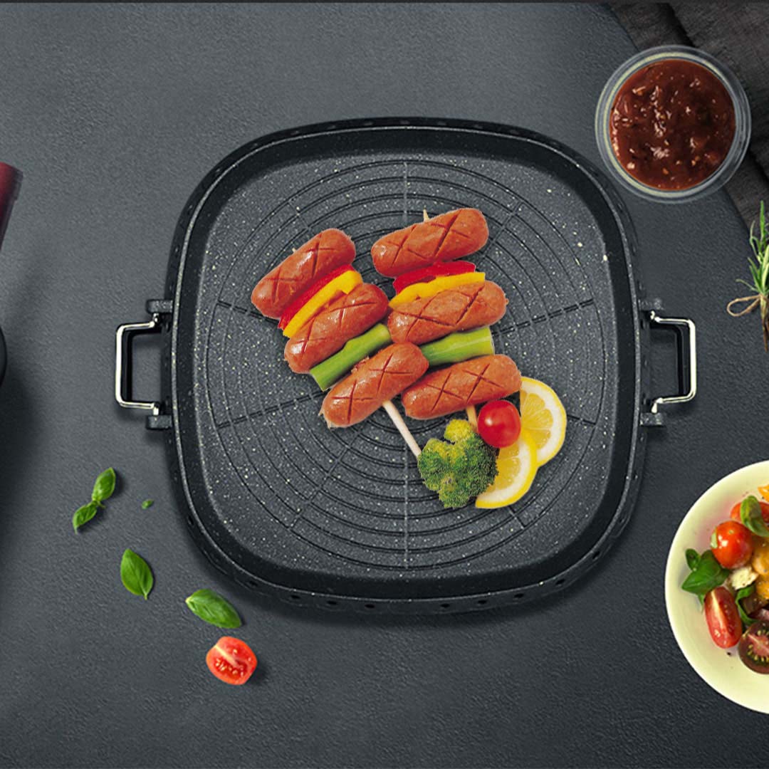 SOGA 2X Portable Korean BBQ Butane Gas Stove Stone Grill Plate Non Stick Coated Square • LUZ-StoneBBQPlateSquareX2