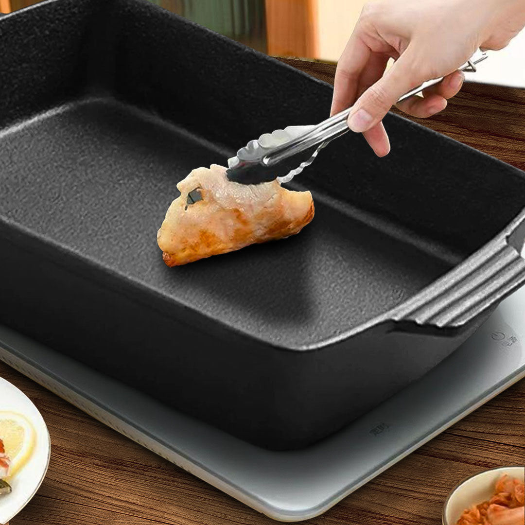 SOGA 38cm Cast Iron Rectangle Bread Cake Baking Dish Lasagna Roasting Pan • LUZ-ZPai031B