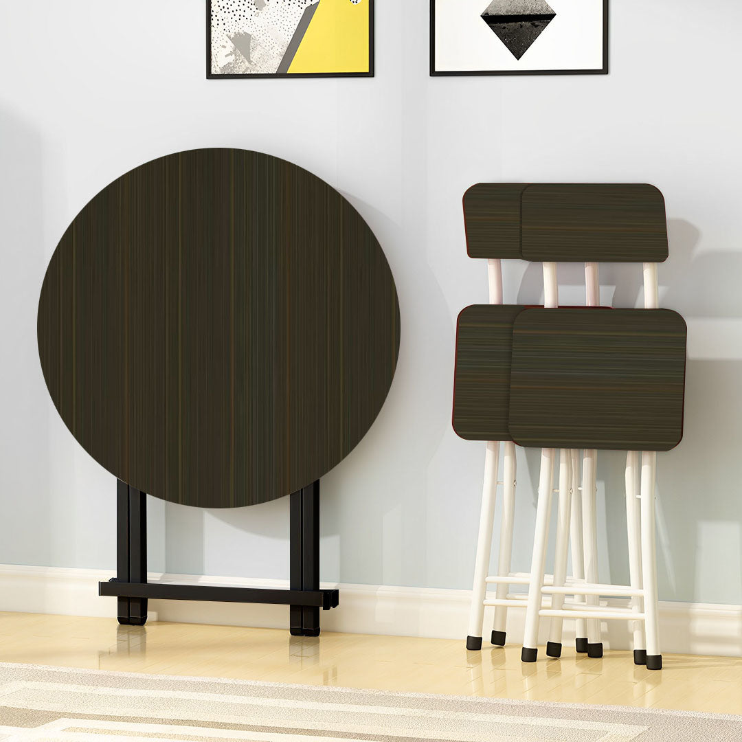 SOGA 2X Black Dining Table Portable Round Surface Space Saving Folding Desk Home Decor • LUZ-TableRD723X2