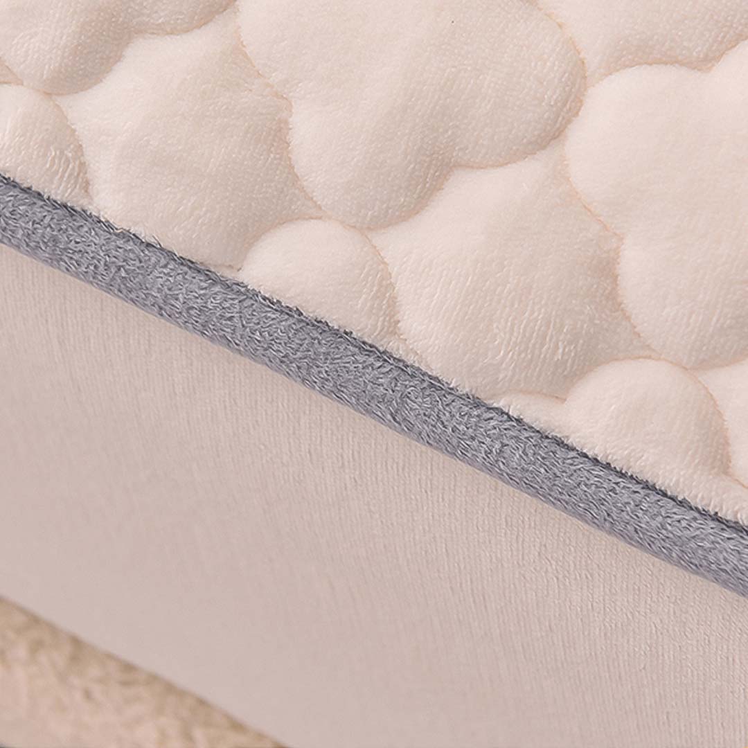 SOGA 2X Beige 183cm Wide Mattress Cover Thick Quilted Fleece Stretchable Clover Design Bed Spread Sheet Protector with Pillow Covers • LUZ-BCover7006X2
