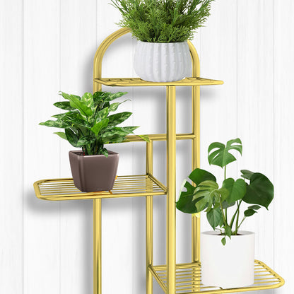 SOGA 2X 8 Tier 9 Pots Gold Metal Plant Stand Flowerpot Display Shelf Rack Indoor Home Office Decor LUZ-FPotH16X2