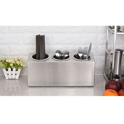 SOGA 2X 18/10 Stainless Steel Commercial Conical Utensils Cutlery Holder with 3 Holes • LUZ-CutleryHolder4601X2