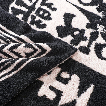 SOGA 2X 130x160cm Throw Blanket  Black and White New Year Limited Edition Peace and Joy Plush Cozy • LUZ-Blanket934X2